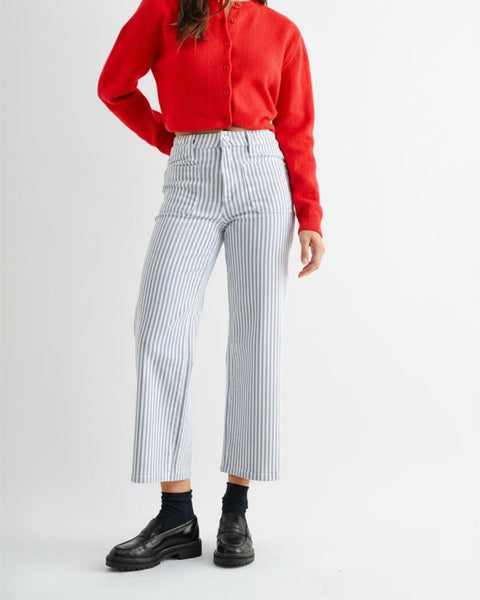 High-rise Wide Leg Cropped Stripe Jean by Mica - Salty Lime Boutique