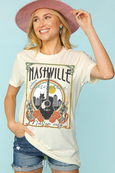 NASHVILLE TENNESSEE GUITAR WITH ROSE GRAPHIC TEE