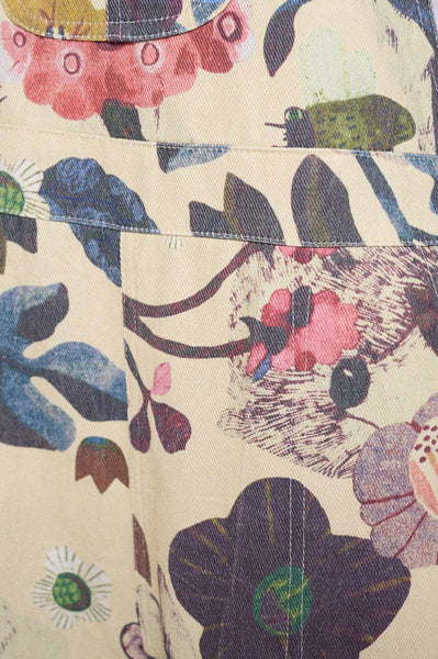 BOTANICAL FLORAL PRINT OVERALL - BEIGE