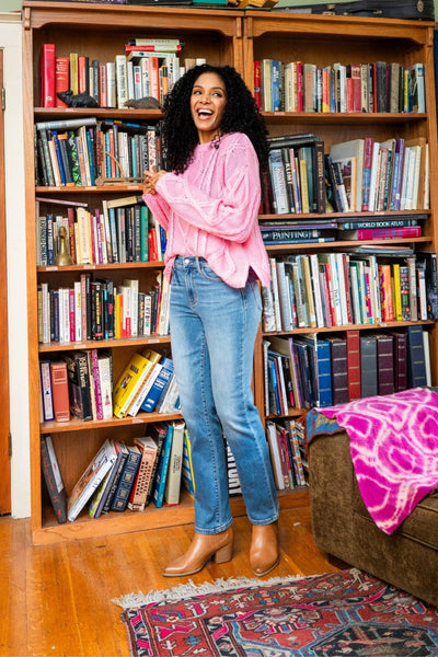 VINTAGE WASH THERMAL STRAIGHT BY JUDY BLUE - MEDIUM WASH