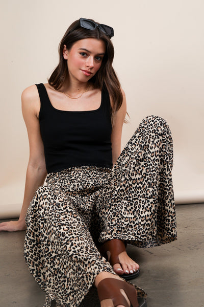 LAURA LEOPARD PRINT PANT  - MOCHA