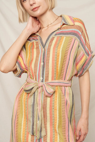 The Boardwalk Striped Shirt Dress - Salty Lime Boutique