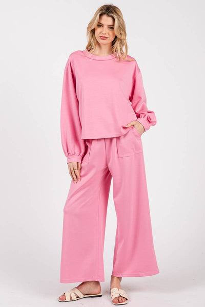 DEMI TOP AND PANT SET -  PINK