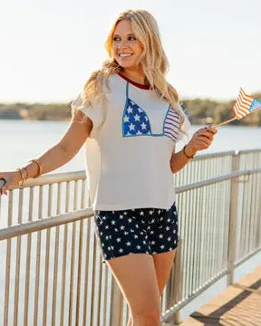Sequin Bikini Tee  - White - Salty Lime Boutique