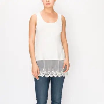 TANK TOP WITH LACE LAYER - 2 COLORS - REG/CURVY - Salty Lime Boutique