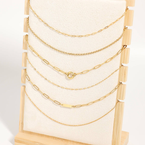 PAPERCLIP CARABINER CHARM HOLDER NECKLACE - 18K GOLD PLATED