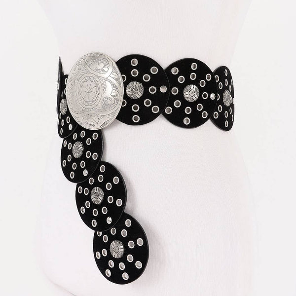 FAUX LEATHER WESTERN DROP BELT - 2 COLORS