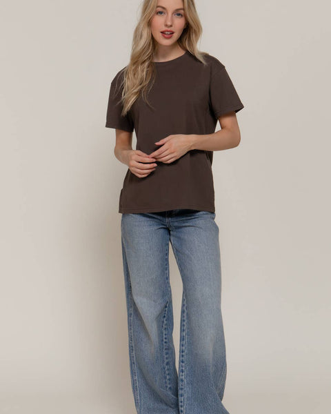 BASIC SHORT SLEEVE TEE - COCOA