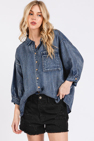 SHARLA DENIM TOP  - DENIM