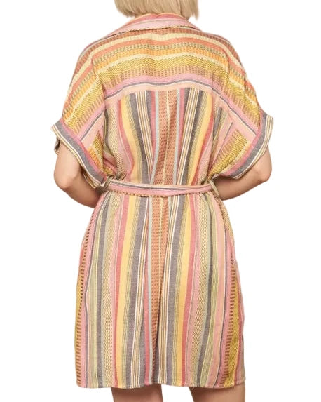 The Boardwalk Striped Shirt Dress - Salty Lime Boutique