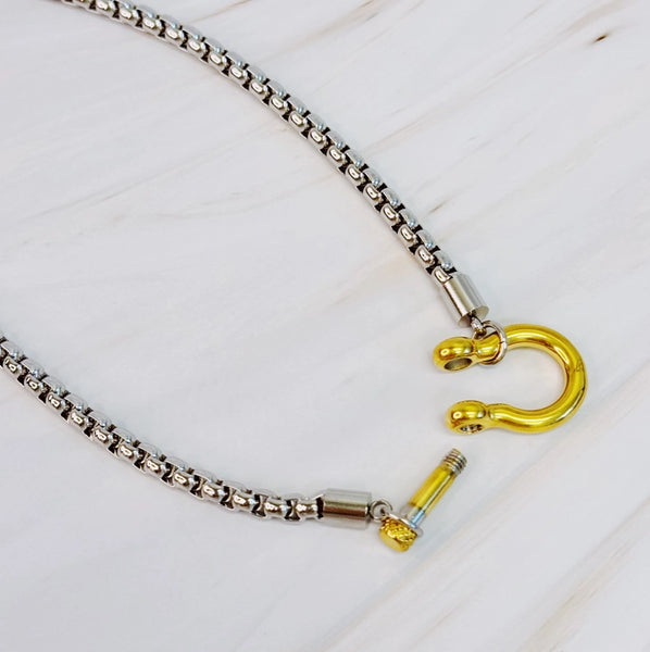 LUXE HORSEBIT BOX CHAIN NECKLACE- GOLD