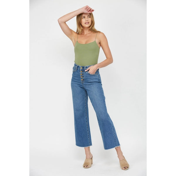 HR WIDE LEG ANKLE JEAN BY MICA - MEDIUM WASH - Salty Lime Boutique