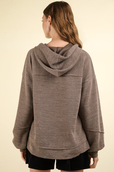 CURVY - BELLA HOODIE TOP - MOCHA