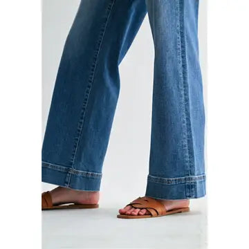 Mid Rise Wide Leg Trouser Hem Jean By Mica