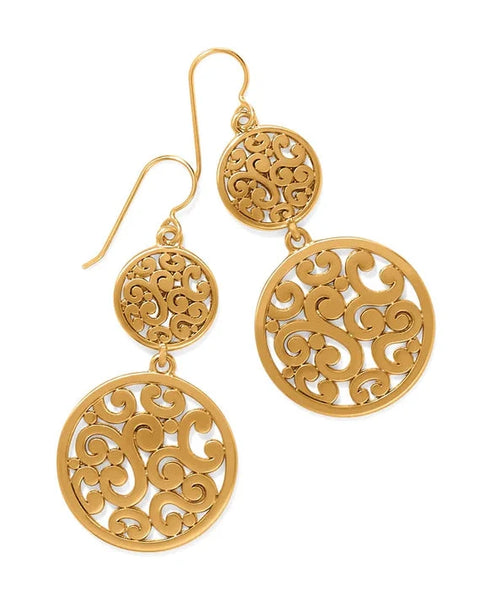 Brighton Contempo Gold Medallion Duo French Wire Earrings
