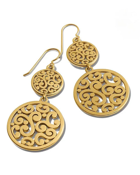 Brighton Contempo Gold Medallion Duo French Wire Earrings