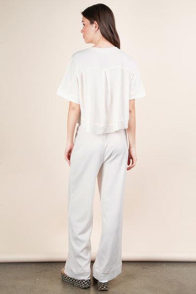 ADDISON TEXTURED KNIT PANT SET - ECRU