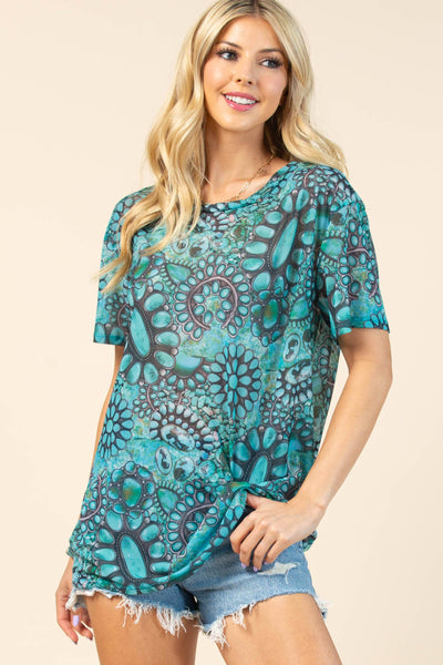 Mago Semi Sheer Mesh Top - Turquoise - Salty Lime Boutique