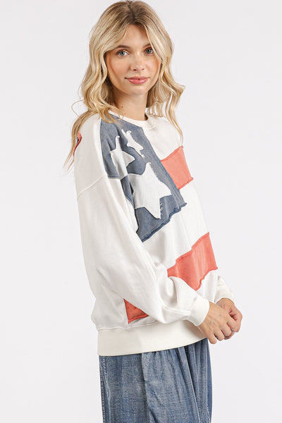 AMERICAN FLAG USA PATCH MINERAL WASH PULLOVER - Salty Lime Boutique