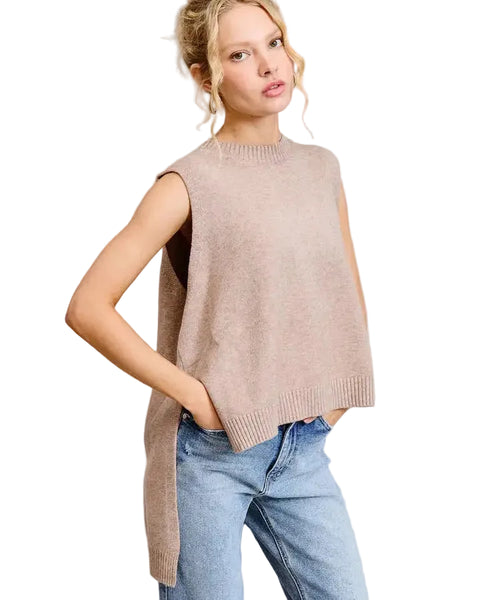 The Camila Tank Sweater - Dk Beige