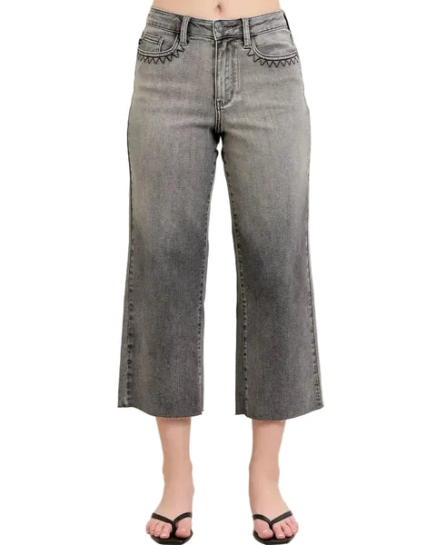 Judy Blue High Waist Vintage Grey Wash Crop Jeans – Reg/Curvy
