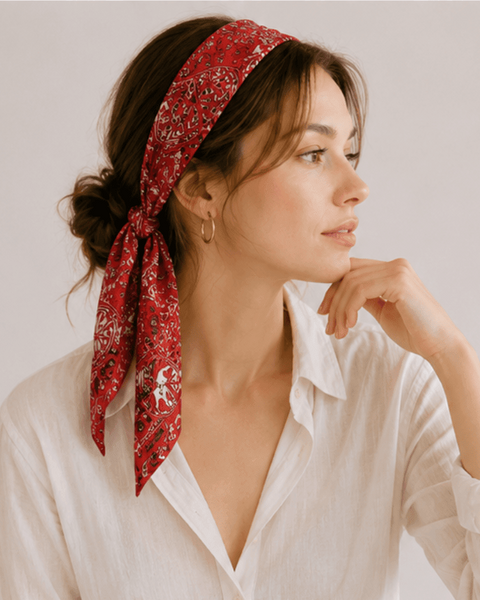 WLLS304 Bandana Skinny Scarf: Red - Salty Lime Boutique