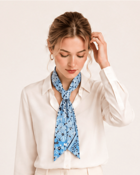 WLLS304 Bandana Skinny Scarf: Light Blue - Salty Lime Boutique