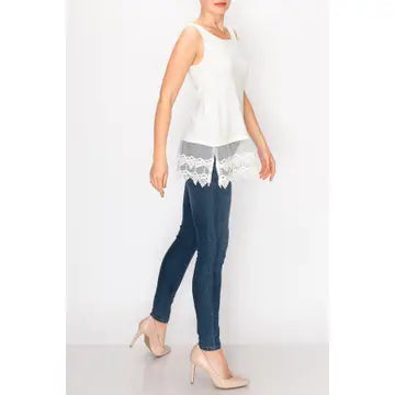 TANK TOP WITH LACE LAYER - 2 COLORS - REG/CURVY - Salty Lime Boutique