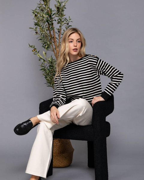 SAILOR STRIPED SWEATER - BLACK/CREAM