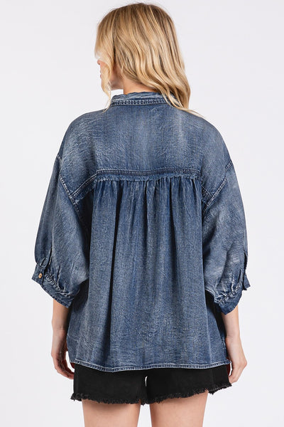 SHARLA DENIM TOP  - DENIM