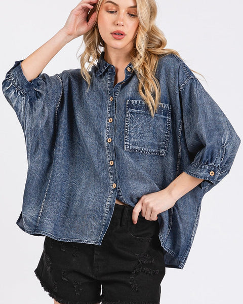 SHARLA DENIM TOP  - DENIM