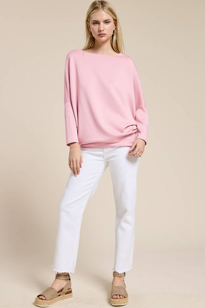 Claudia Scuba Dolman Long Sleeve Top - Light Pink