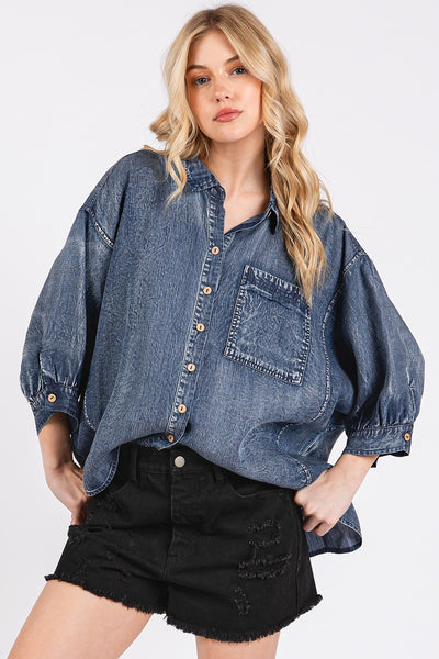 SHARLA DENIM TOP  - DENIM