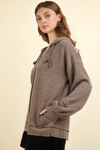 CURVY - BELLA HOODIE TOP - MOCHA