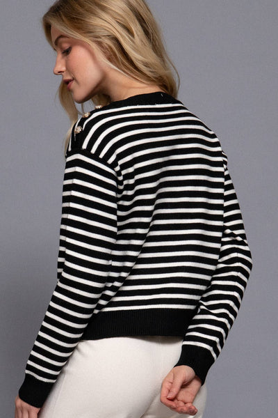 SAILOR STRIPED SWEATER - BLACK/CREAM