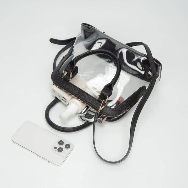 Analise Clear Satchel/Crossbody Bag -  Black - Salty Lime Boutique