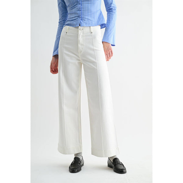 HIGH WIDE LEG ANKLE: WHITE / 24 - Salty Lime Boutique