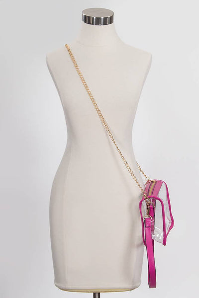 CLEAR RECTANGLE STADIUM CONCERT CROSSBODY BAG - FUCHSIA