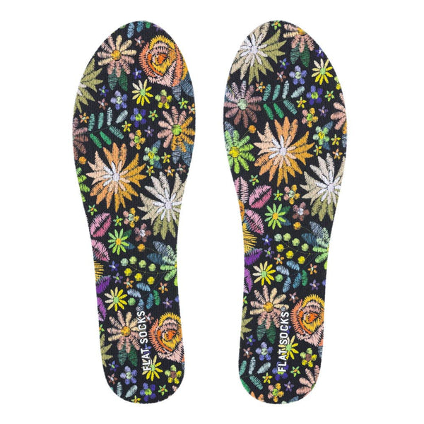 Flat Socks Insoles - Floral Embroidery