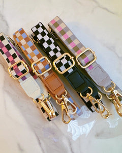 CHEKCERED CROSSBODY PHONE LANYARD/PURSE STRAP - 4 COLORS