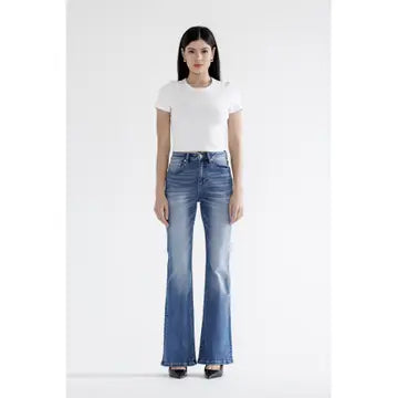 High-rise Relaxed Flare By Mica - Med Wash - Salty Lime Boutique