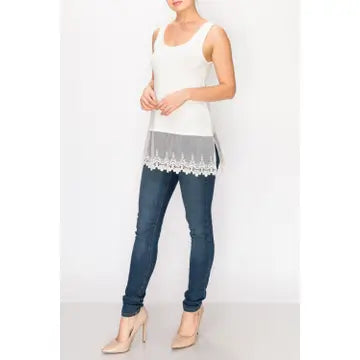 TANK TOP WITH LACE LAYER - 2 COLORS - REG/CURVY - Salty Lime Boutique