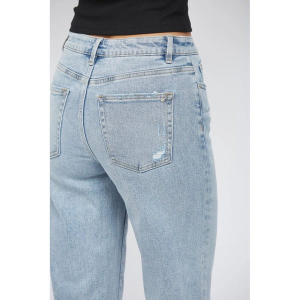 HR WIDE LEG ANKLE JEAN BY MICA - Lt. Wash - Salty Lime Boutique
