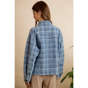 Good Plaid Days Oversized Denim Jacket