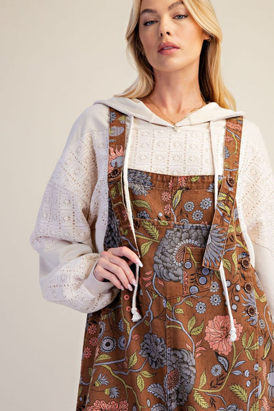 Floral Printed Vintage Washed Overalls by Easel - Salty Lime Boutique