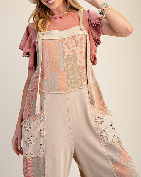 PATCHWORK PRINT MIX OVERALL - Salty Lime Boutique