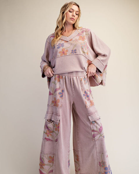 Print Mix Washed Thermal Top- Mauve - Salty Lime Boutique