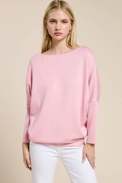 Claudia Scuba Dolman Long Sleeve Top - Light Pink