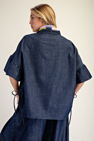 WASHED DENIM TOP - Salty Lime Boutique