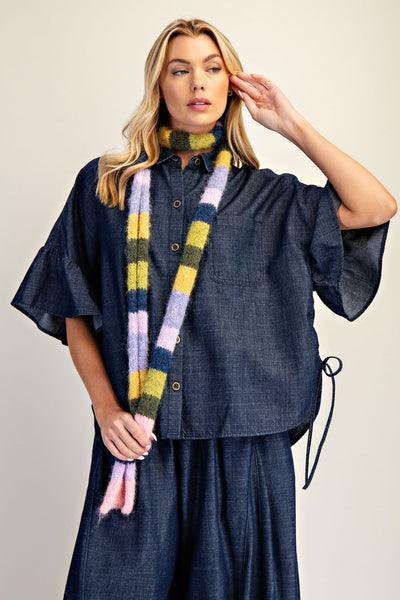 WASHED DENIM TOP - Salty Lime Boutique